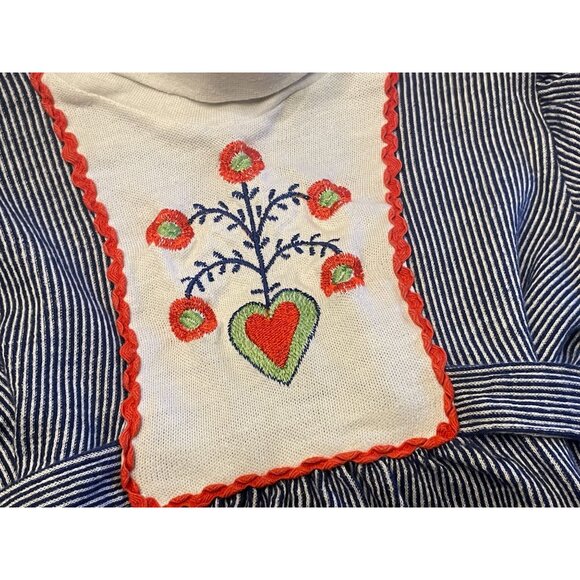 Vintage Carters 5T toddler top Scandinavian embroidery rick-rack ruffle tie back - Picture 2 of 8